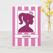 Carte Nom personnalisé Fille Anniversaire avec tête de p (Fleur jaune)