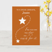 Carte Nom personnalisé Fille Graduation Burnt Orange Sta (Fleur jaune)