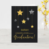 Carte Nom personnalisé Graduation Félicitations Or (Fleur jaune)