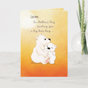 Carte Nom personnalisé Gram Fête des Mères Ours Hugs pou