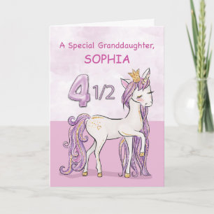 Carte Nom personnalisé Grand-fille 4 et demi-anniversair