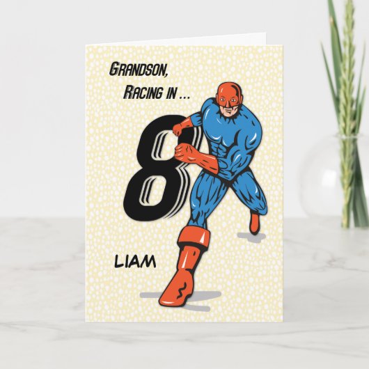 Carte Nom personnalisé, Grand-fils 8e anniversaire Super (Devant)
