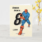 Carte Nom personnalisé, Grand-fils 8e anniversaire Super (Fleur jaune)