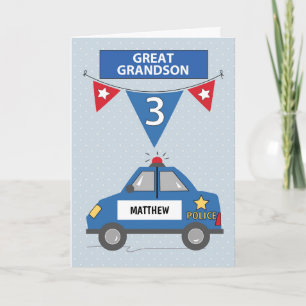 Carte Nom personnalisé Grand-petit-fils 3e anniversaire 