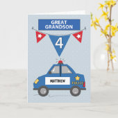 Carte Nom personnalisé Grand-petit-fils 4e anniversaire (Fleur jaune)
