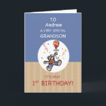 Carte Nom personnalisé Grandson 1er Teddy Bear Balloon<br><div class="desc">Ton petit-fils est un garçon si spécial dans ta vie. C'est pourquoi,  lors de sa célébration du 1er anniversaire,  vous devriez lui donner cette carte spéciale et amusante pour l'accueillir. Mettez son nom sur le devant personnalisable de celui-ci pour cette touche plus personnelle.</div>