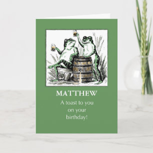 Carte Nom personnalisé Grenouilles d'anniversaire avec b