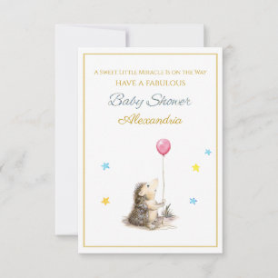 Carte Nom personnalisé Hérisson avec un Baby shower ball