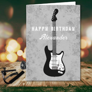 Carte Nom personnalisé Joyeux Anniversaire Guitare Élect