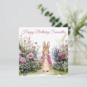 Carte Nom personnalisé lapin classique (Debout devant)