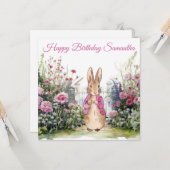 Carte Nom personnalisé lapin classique (Devant/Arrière en situation)