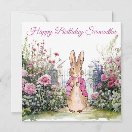 Carte Nom personnalisé lapin classique (Devant)