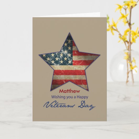 Carte Nom personnalisé, Matthew, Joyeux Jour des anciens (Fleur jaune)