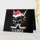 Carte Nom personnalisé Noël Hockey Noël Noël Noël Noël N (Fleur jaune)