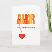 Carte Nom personnalisé par anniversaire espagnol AMOR (Devant)