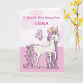 Carte Nom personnalisé Petite-fille 4ème anniversaire Ch (Fleur jaune)