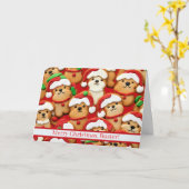 Carte Nom personnalisé pour les cookies de Noël de chien (Fleur jaune)