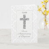 Carte Nom personnalisé Premier anniversaire Bénédiction (Fleur jaune)