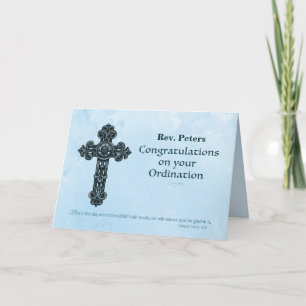 Carte Nom personnalisé Prêtre d'ordination, Croix d'orga