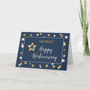 Carte Nom personnalisé Quatrième anniversaire de travail