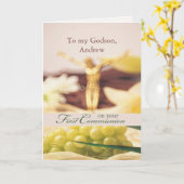 Carte Nom personnalisé, Relation Première communion Féli (Fleur jaune)