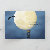 Carte Nom personnalisé/Relation Trick ou Treat Black Cat (Intérieur)