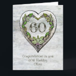Carte Nom personnalisé Rustic 60th Birthday Card<br><div class="desc">Un nom personnalisé carte de coeur botanique rustique 60e anniversaire.</div>