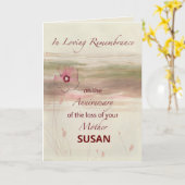 Carte Nom personnalisé Souvenir Anniversaire Perte de la (Fleur jaune)
