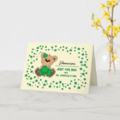 Carte Nom personnalisé Teddy Bear St. Patrick's Day (Fleur jaune)