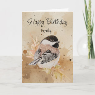 Carte Nom personnalisé vierge Mésange oiseau nature Anni