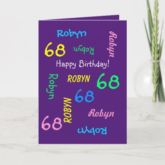Carte Nom Personnalisé, Violet, Tout Voeux Anniversaire (Devant)
