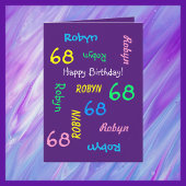 Carte Nom Personnalisé, Violet, Tout Voeux Anniversaire