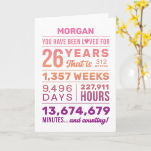 Carte Nom personnalisé Vous avez été aimé 26 ans Anniver