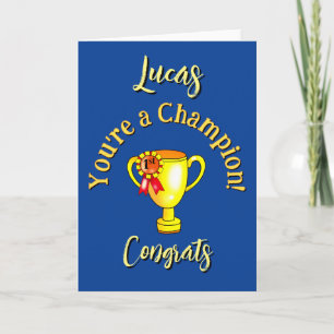 Carte Nom personnalisé "Vous êtes un champion !" Trophée