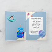 Carte Nom photo de l'astronaute bleu Anniversaire (Intérieur)