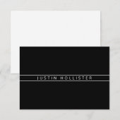 Carte Nom professionnel | Noir avec texte blanc (Devant / Derrière)