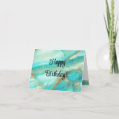 Carte Nom sur le dos, Joyeux anniversaire, Turquoise & B (Devant)