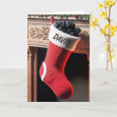 Carte Nom Sur Le Stocker De Noël Rempli De Charbon (Fleur jaune)