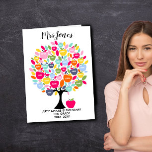 Carte noms de classe professeur merci pomme mot art