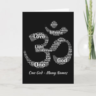 Carte Noms de Dieu dans le symbole Om Yoga inspiré Aum