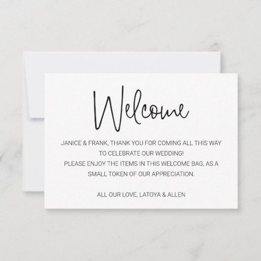 Carte Noms de script décontracté Panier cadeau Mariage d (Devant)