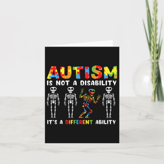 Carte Non Handicap Capacité Différente Squelette Autisme (Devant)