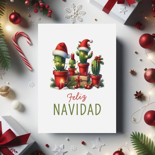 Carte non-photo 'Feliz Navidad' Cactus Mexicain