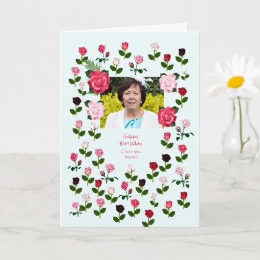 Carte Nonna, Anniversaire, Rose (Petite plante)