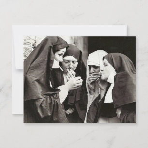 Carte Nonnes fumer photographie vintage