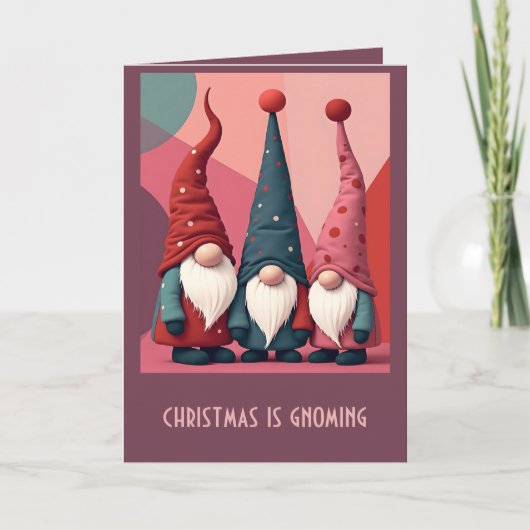 Carte Nordic Christmas Gnomes Retro Modern Kitschmas (Devant)
