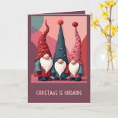 Carte Nordic Christmas Gnomes Retro Modern Kitschmas (Fleur jaune)