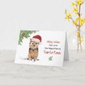 Carte Norfolk Terrier Christmas From Dog à Funny Santa (Fleur jaune)