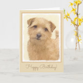 Carte Norfolk Terrier Painting - Art original du chien (Fleur jaune)