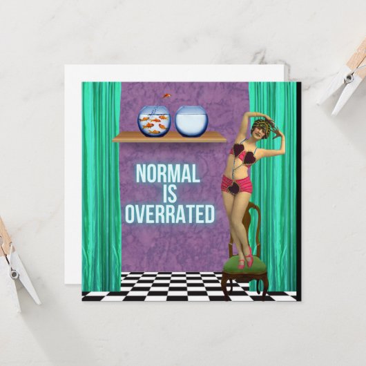 Carte Normal est surévalué Funky & Fun Flat Card (Devant/Arrière en situation)